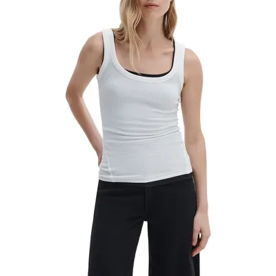 rag & bone rag & bone The Essential Rib Cotton U-Neck Tank in White — Women Winter white Tops