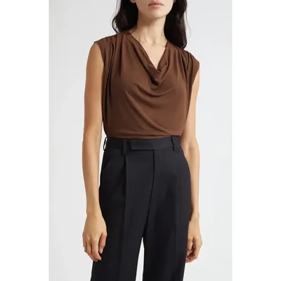 Vince Vince Cowl Neck Sleeveless Top in Espresso — Women Autumn chocolate Tops