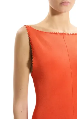 Theory Theory Embroidered Detail Midi Dress in Poppy — Women Spring red Dresses