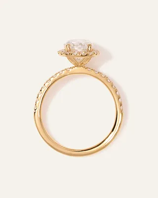 Quince Quince Women's Lab Grown Diamond Oval Halo Pave Engagement Ring 1.50ct in Yellow Gold — Women Spring yellow Accessories