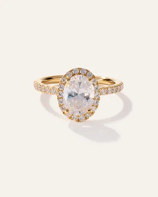 Quince Quince Women's Lab Grown Diamond Oval Halo Pave Engagement Ring 1.50ct in Yellow Gold — Women Spring yellow Accessories