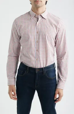 johnnie-O johnnie-O Trauber Plaid Button-Up Shirt in Malibu Red — Men Spring pink Tops