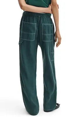 rag & bone rag & bone Atlas Linen Drawstring Carpenter Pants in Forest — Women Summer teal Pants