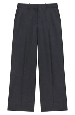 Theory Theory Sleek Flannel Straight Classic Pants in New Charcoal Melange — Women Winter black Trousers & Chinos