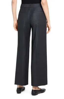 Theory Theory Sleek Flannel Straight Classic Pants in New Charcoal Melange — Women Winter black Trousers & Chinos