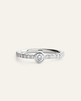 Quince Quince | Women's 14K Gold Lab Grown Diamond Round Bezel Pave Ring in White Gold — Women Winter white Jewelry