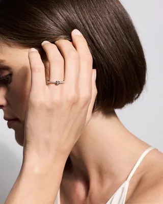 Quince Quince | Women's 14K Gold Lab Grown Diamond Round Bezel Pave Ring in White Gold — Women Winter white Jewelry