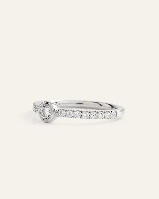 Quince Quince | Women's 14K Gold Lab Grown Diamond Round Bezel Pave Ring in White Gold — Women Winter white Jewelry