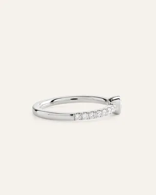 Quince Quince | Women's 14K Gold Lab Grown Diamond Round Bezel Pave Ring in White Gold — Women Winter white Jewelry