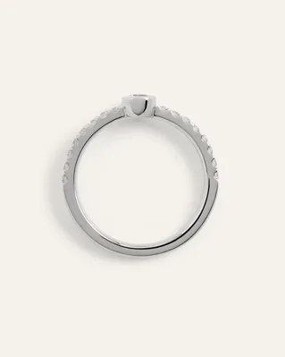 Quince Quince | Women's 14K Gold Lab Grown Diamond Round Bezel Pave Ring in White Gold — Women Winter white Jewelry
