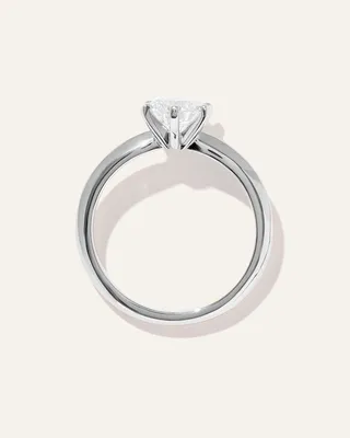 Quince Quince Women's Lab Grown Diamond Round Six Prong Knife Edge Engagement Ring 1ct in Platinum — Women Summer white Accessories