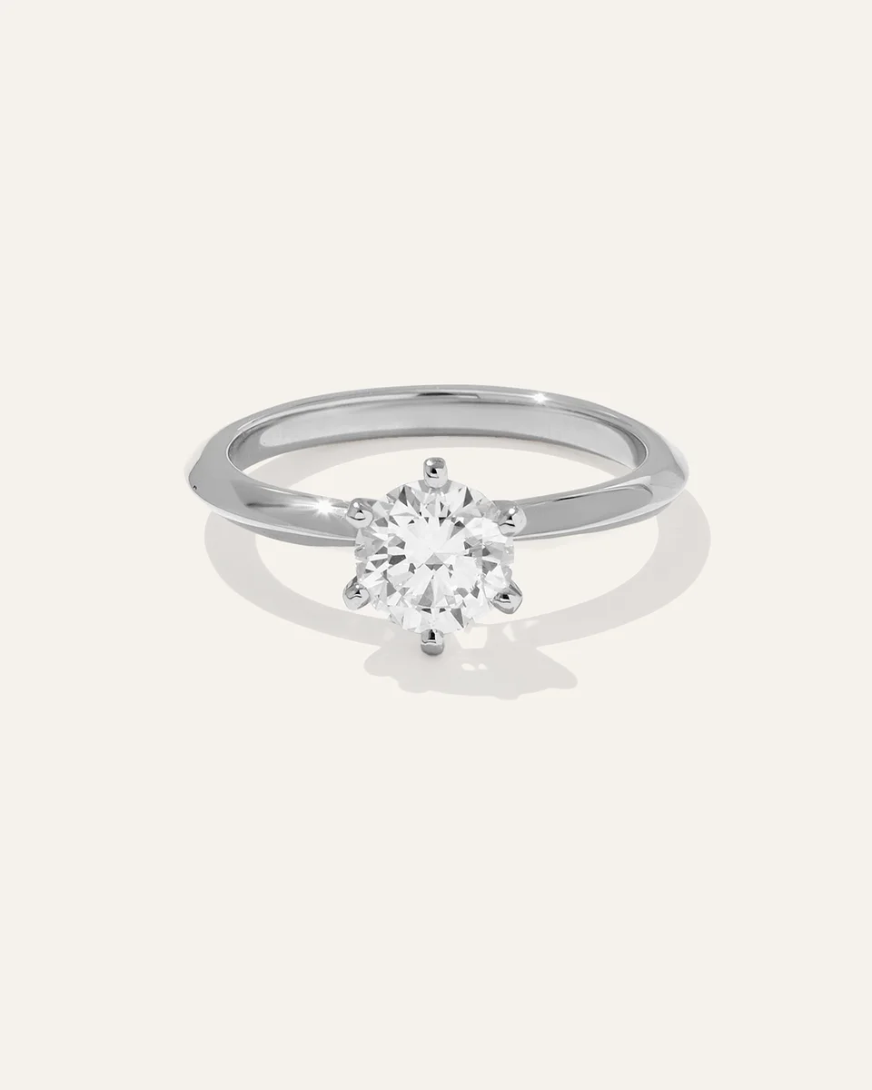 Quince Quince Women's Lab Grown Diamond Round Six Prong Knife Edge Engagement Ring 1ct in Platinum — Women Summer white Accessories