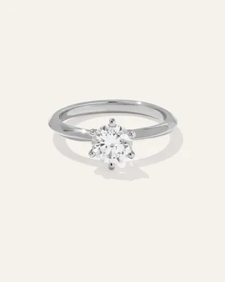 Quince Quince Women's Lab Grown Diamond Round Six Prong Knife Edge Engagement Ring 1ct in Platinum — Women Summer white Accessories