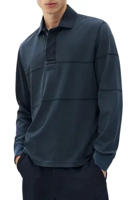 rag & bone rag & bone Washed Rugby Shirt in Washed Black — Men Winter navy Tops