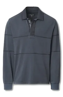 rag & bone rag & bone Washed Rugby Shirt in Washed Black — Men Winter navy Tops