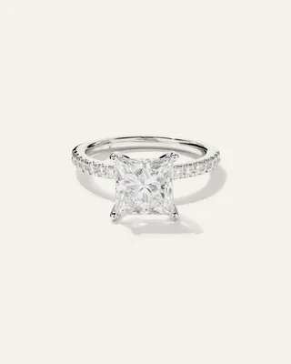Quince Quince | Women's Lab Grown Diamond Princess Petite Pave Engagement Ring 3ct in Platinum — Women Summer white Accessories