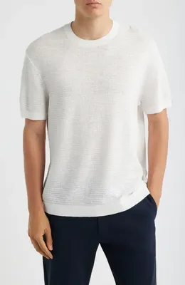 Theory Theory Kolben Pacific Short Sleeve Textured Knit Sweater in Winter Ivory — Men Spring white Sweaters & Knits