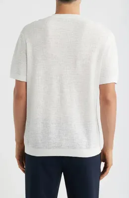 Theory Theory Kolben Pacific Short Sleeve Textured Knit Sweater in Winter Ivory — Men Spring white Sweaters & Knits