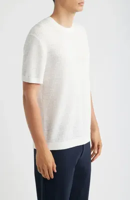 Theory Theory Kolben Pacific Short Sleeve Textured Knit Sweater in Winter Ivory — Men Spring white Sweaters & Knits