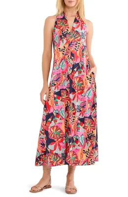 NIC+ZOE NIC+ZOE Kauai Garden Lorin Halter Neck Dress in Red Multi — Women Spring red Dresses