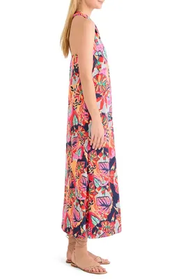 NIC+ZOE NIC+ZOE Kauai Garden Lorin Halter Neck Dress in Red Multi — Women Spring red Dresses