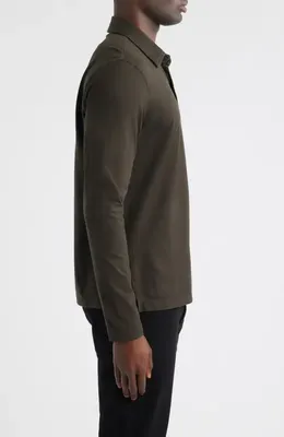 AG AG Bryce Long Sleeve Polo in Dark Ash — Men Autumn brown Tops
