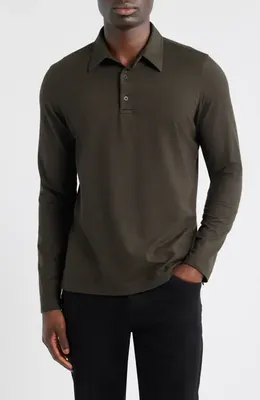 AG AG Bryce Long Sleeve Polo in Dark Ash — Men Autumn brown Tops