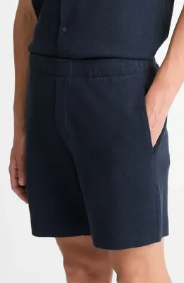 Vince Vince Bouclé Pull-On Shorts in Coastal Blue — Men Winter navy Shorts