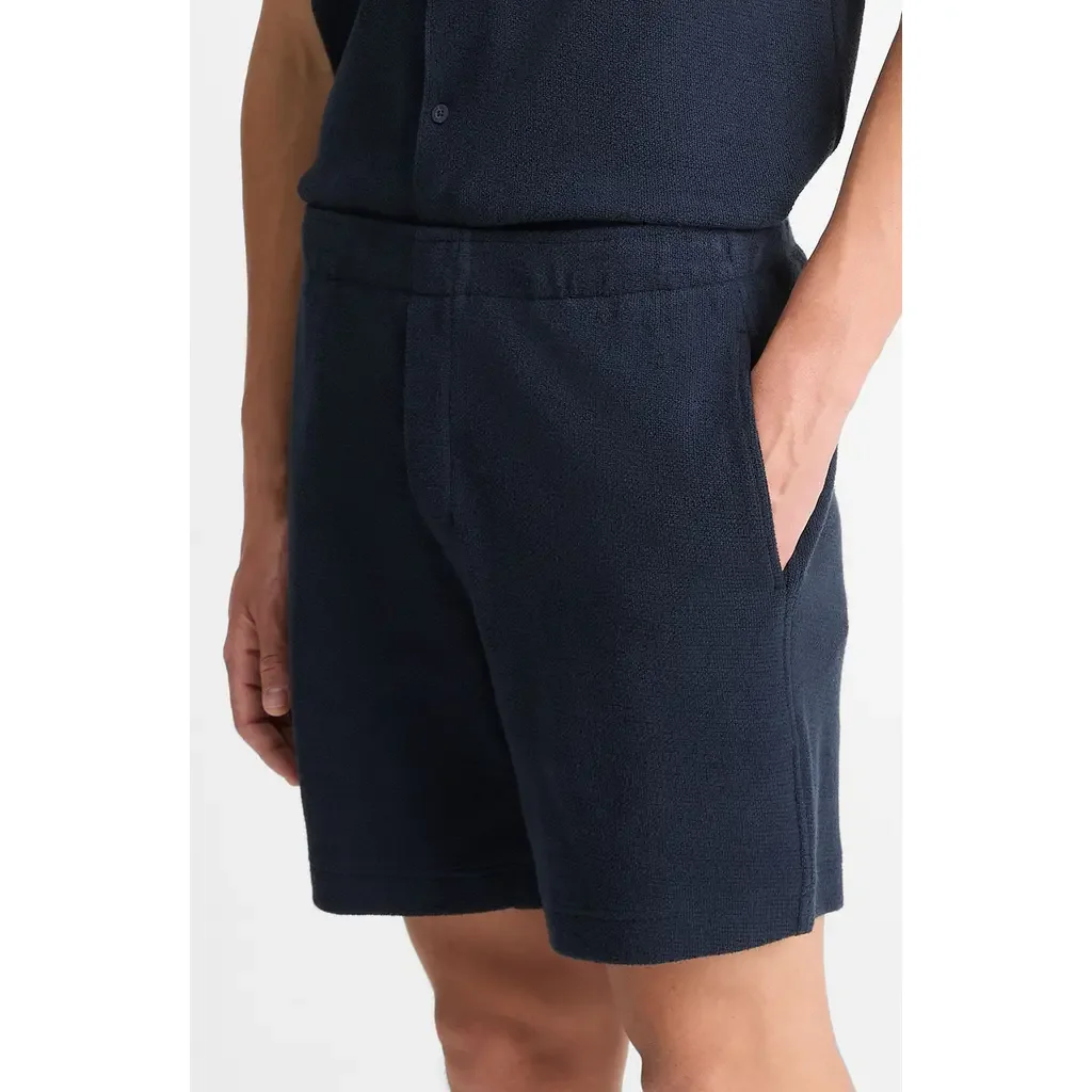 Vince Vince Bouclé Pull-On Shorts in Coastal Blue — Men Winter navy Shorts