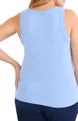NIC+ZOE NIC+ZOE Perfect Knit Rib Scoop Neck Tank in French Blue — Women Summer silver Tops