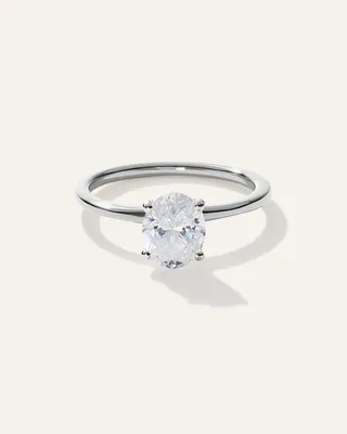 Quince Quince | Women's Lab Grown Diamond Oval Petite Classic Engagement Ring 1ct in White Gold — Women Summer ivory Jewelry