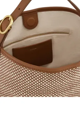 Vince Vince Small Vivian Leather Hobo Bag in Saddle/Milk — Women Autumn brown Hand Bags