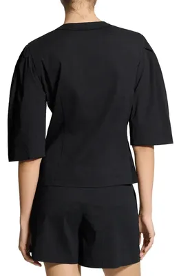 Theory Theory Linen Blend Top in Black — Women Winter black Blouses