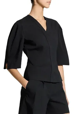 Theory Theory Linen Blend Top in Black — Women Winter black Blouses