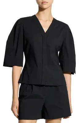 Theory Theory Linen Blend Top in Black — Women Winter black Blouses
