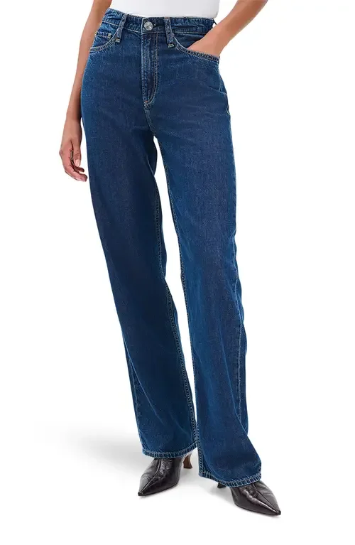 rag & bone rag & bone Featherweight Logan Wide Leg Jeans in Well — Women Winter navy Pants