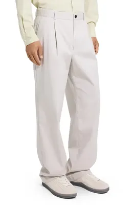 Theory Theory Relaxed Pleat in Moonsoft Cotton Blend Pants in Silver Cloud - Uqa — Men Summer white Pants