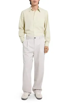 Theory Theory Relaxed Pleat in Moonsoft Cotton Blend Pants in Silver Cloud - Uqa — Men Summer white Pants