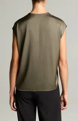 Vince Vince V-Neck Cap Sleeve Top in Pine Grove — Women Autumn grey Tops