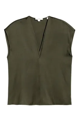 Vince Vince V-Neck Cap Sleeve Top in Pine Grove — Women Autumn grey Tops