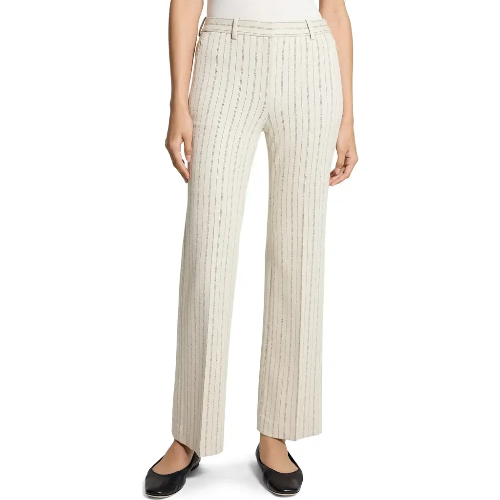 Theory Theory Pinstripe Slim Fit Pants in Oat Multi - E61 — Women Spring white Pants