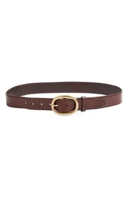 FRAME FRAME Oval Buckle Leather Belt in Dark Brown — Women Autumn chocolate Accessories