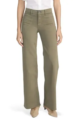 FRAME FRAME Le Slim Modernist Pocket Palazzo Jeans in Grasshopper — Women Autumn khaki Pants