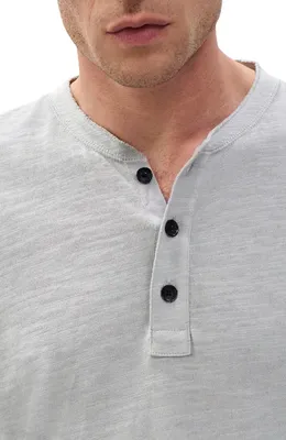 rag & bone rag & bone Classic Slim Fit Henley in Heather Grey — Men Winter silver Tops