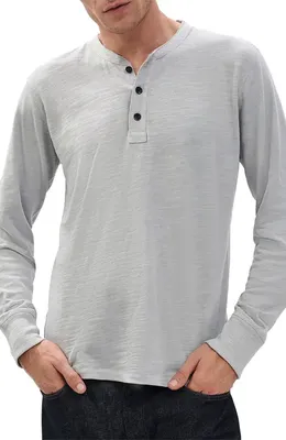 rag & bone rag & bone Classic Slim Fit Henley in Heather Grey — Men Winter silver Tops