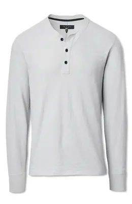 rag & bone rag & bone Classic Slim Fit Henley in Heather Grey — Men Winter silver Tops
