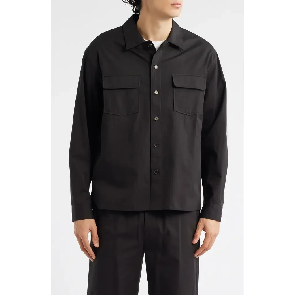 FRAME FRAME Double Pocket Overshirt in Washed Black — Men Winter black Tops