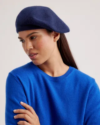 Quince Quince | Women's Mongolian Cashmere Beret in Navy — Women Winter navy Hats & Headwear