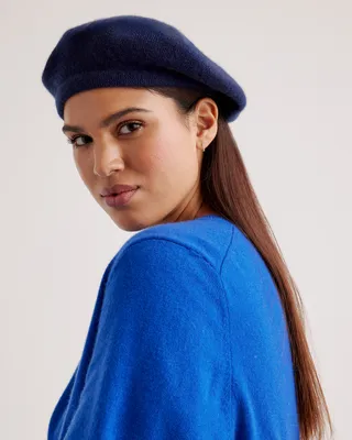 Quince Quince | Women's Mongolian Cashmere Beret in Navy — Women Winter navy Hats & Headwear