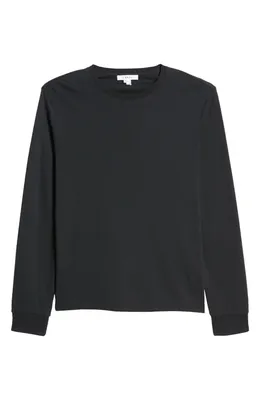 FRAME FRAME Duo Fold Long Sleeve Cotton T-Shirt in Noir — Men Winter black Tops